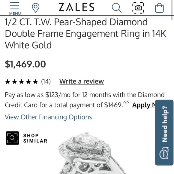 1/2 CT TW Pear-Shaped Diamond Double Frame Engagement Ring in 14K White Gold - Picture 4 of 11